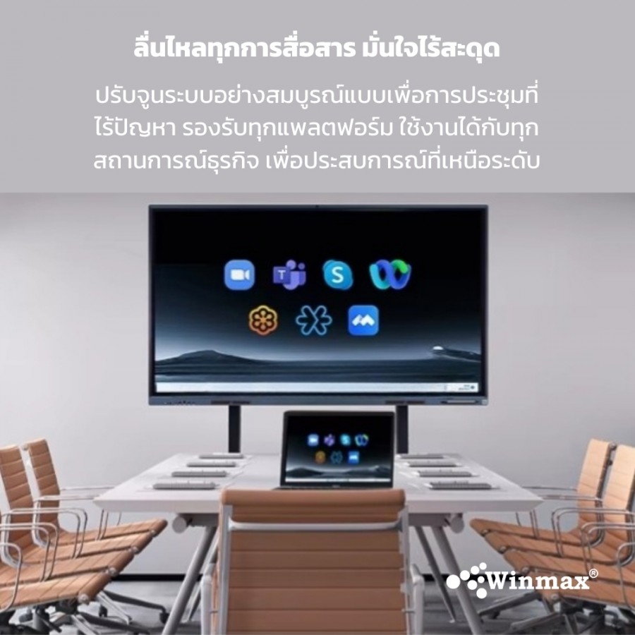 อินเตอร์แอคทีฟสมาร์ทบอร์ด 2CPU 2in1 Windows / Androids OS สำหรับการประชุมและสัมมนา 110 นิ้ว 4K Winmax รุ่น Win-IMR32-110