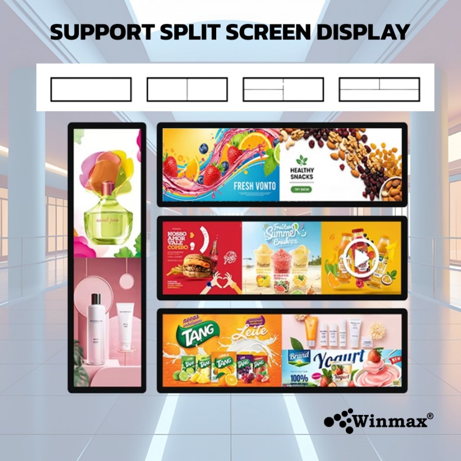 ป้ายโฆษณา LCD Bar Screen ขนาดกลาง 43 / 48.8 / 49.5 / 58.4 นิ้ว Digital Signage Bar Screen รุ่น Win462 ป้ายโฆษณา LCD Bar Screen ขนาดกลาง 43 / 48.8 / 49.5 / 58.4 นิ้ว Digital Signage Bar Screen รุ่น Win462