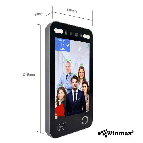 เครื่องสแกนควบคุมการเข้า-ออกอัจฉริยะ AI จดจำใบหน้า IPS HD 8 นิ้ว  รองรับ QR Code และลายนิ้วมือ Winmax-AI18EF