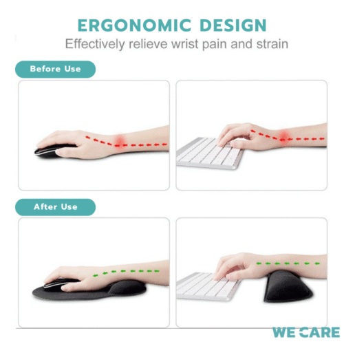 แผ่นรองข้อมือคีย์บอร์ดเพื่อสุขภาพ WE CARE วัสดุเมมโมรี่โฟม ลดปวดเมื่อยข้อมือ รุ่น BeWork 3