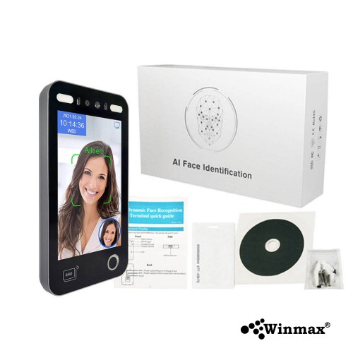 เครื่องสแกนควบคุมการเข้า-ออกอัจฉริยะ AI จดจำใบหน้า IPS HD 8 นิ้ว  รองรับ QR Code และลายนิ้วมือ Winmax-AI18EF