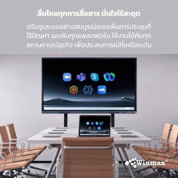 อินเตอร์แอคทีฟสมาร์ทบอร์ด 2CPU 2in1 Windows / Androids OS สำหรับการประชุมและสัมมนา 110 นิ้ว 4K Winmax รุ่น Win-IMR32-110