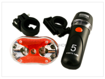 Bike Bicycle 5-LED Light Set Front Light and Tail Light