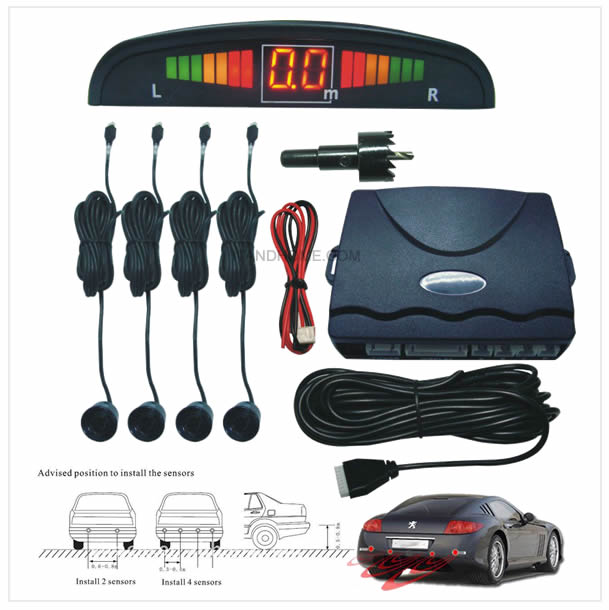 Car Reversing Parking Sensors LED Display 4 Sensor Vehicle