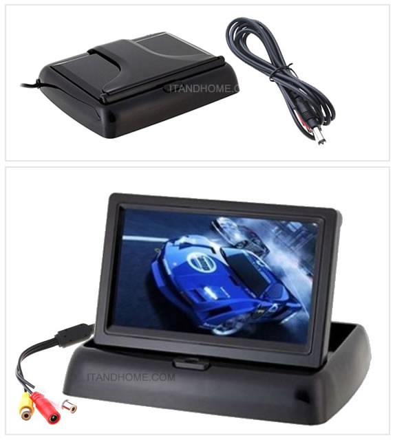 4.3 inch auto LCD monitor with 2 video input and 480*272 pixels