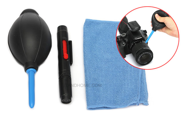 3 In 1 Lens Camera Cleaning Cleaner Dust Blower Pen Cloth Kit