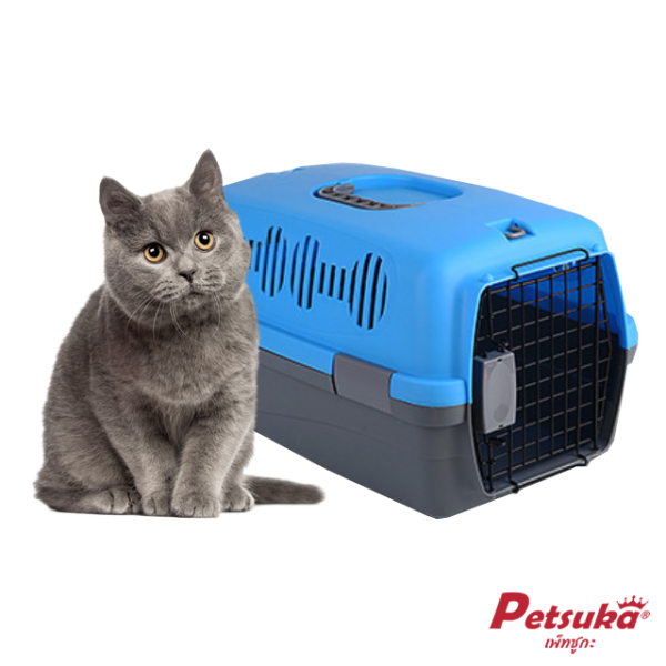 กล่องใส่สัตว์เลี้ยง Petsuka Pet Cage กรงหิ้วสำหรับเดินทาง สีฟ้า