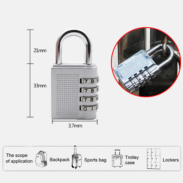 4 Digit Code Combination Bicycle Security Lock 