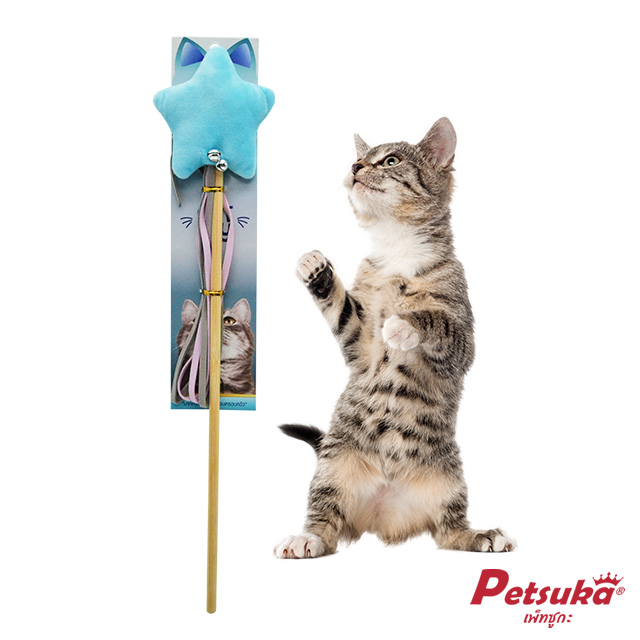Petsuka Soft Fabric Realistic Star Cat Teaser Stick Blue