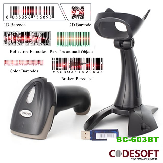 Bluetooth Barcode Scanner QR Code 2D 1D Code Sofe BC-603BT