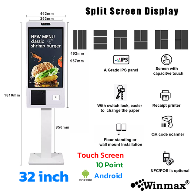 32 Inch Payment Kiosk Smart Self-service Android OS