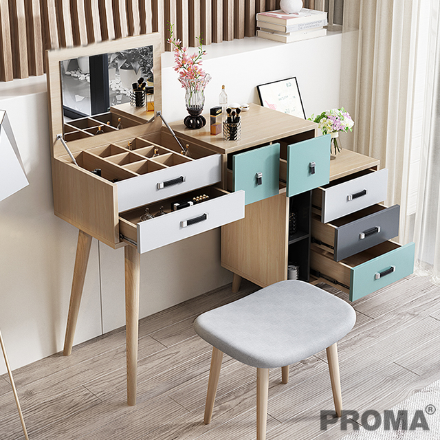 Modern Table Telescopic Dresser with Mirror And Drawers