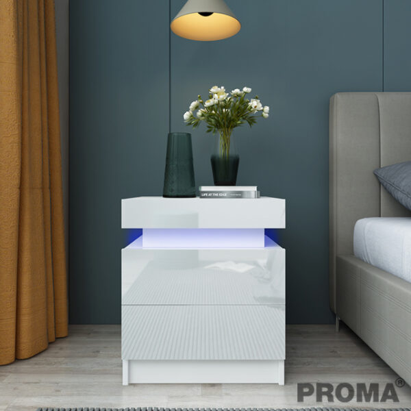 Modern Simple Bedside Table with LED Colorful Lights
