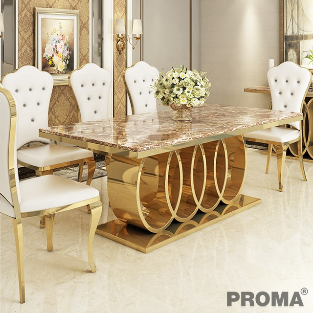 Vintage French Style Luxury Marble Dining Table