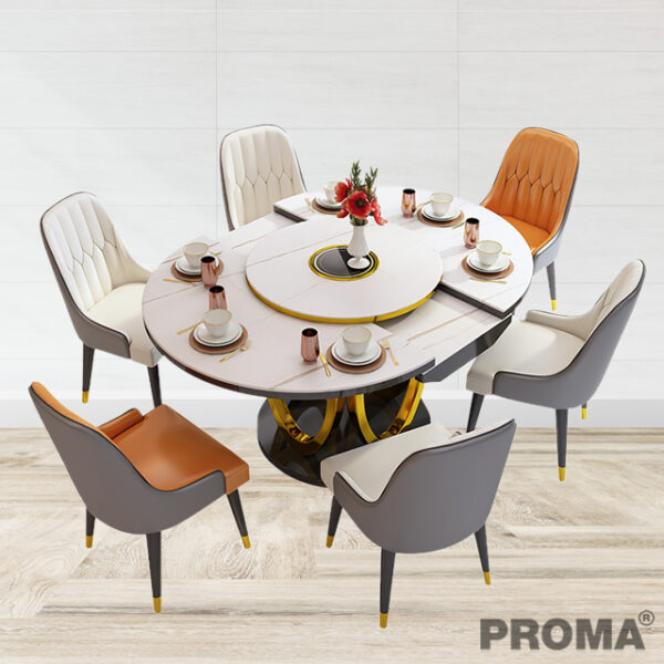 Dining Set Stainless Steel Legs Round