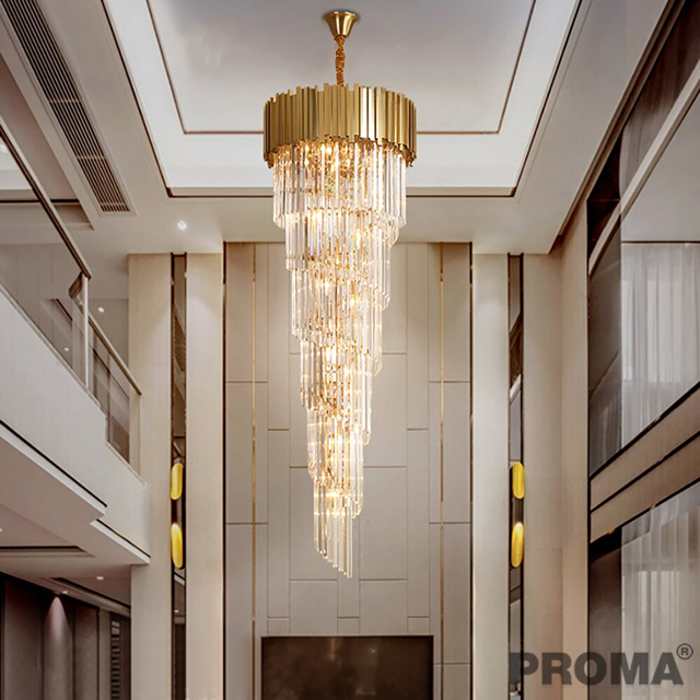 Modern Crystal Chandelier For Staicase Long Villa 