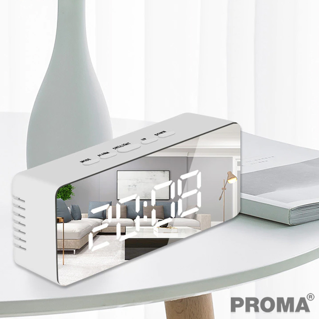 LED Mirror Alarm Clock Digital Desk Table Clock