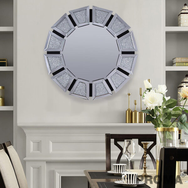 Diamond Decor Round Wall Mirror