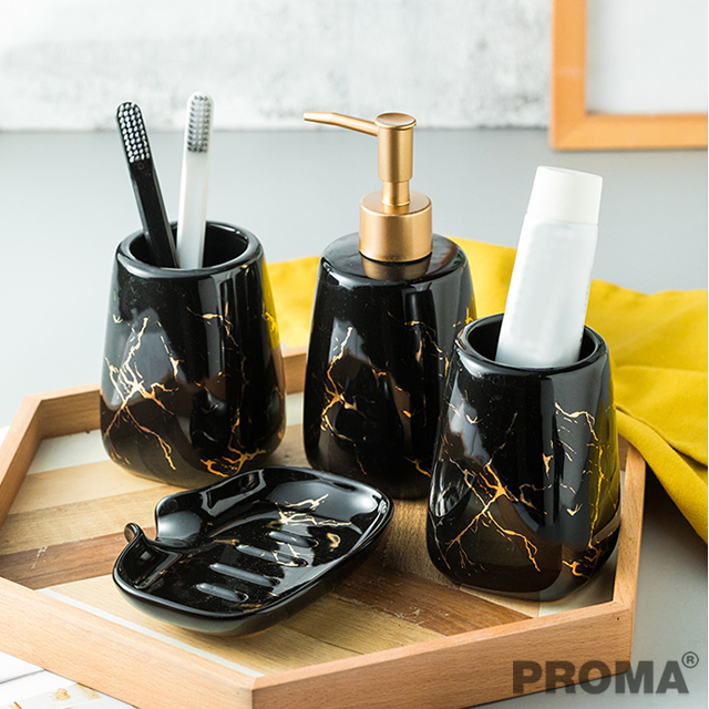 Ceramic Bathroom Four Piece Toothbrush Cup Set