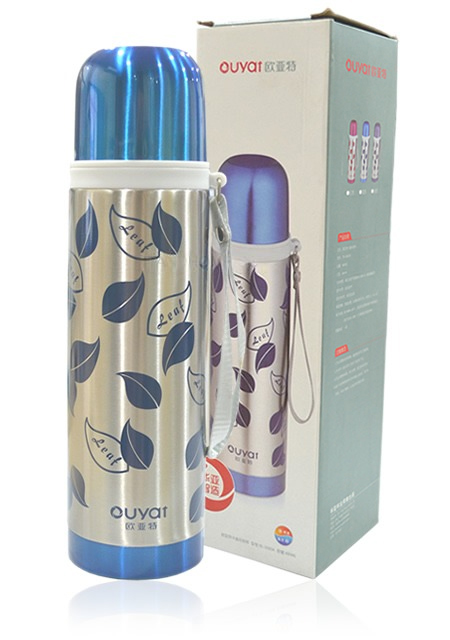 Stainless Vacuum Bottle and Cool 480 ml. Blue Color