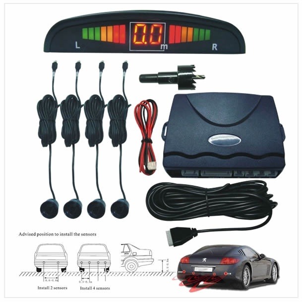 Car Reversing Parking Sensors LED Display 4 Sensor Vehicle