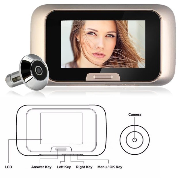 2.8 TFT Display Door Viewers 3MP CMOS Sensor HD Digital Peephole