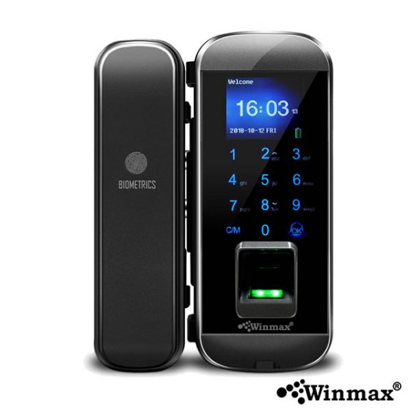 กลอนประตูล็อคกระจก ด้วยรหัสผ่าน ลายนิ้วมือ สมาร์ทการ์ด รุ่น Winmax-IGLASSII-B