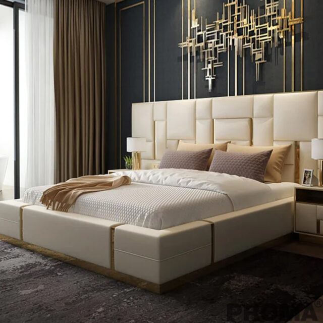 Luxury High End Bed Modern Classic Leather Lounger Bed