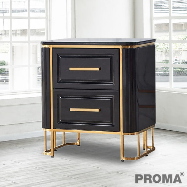 Bedside Cabinet Table Large 2 Drawers Modern Luxury
