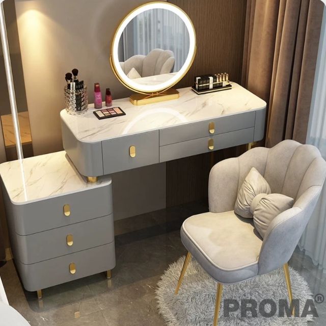 Elegant Dressing Table with Leather Soft Chair