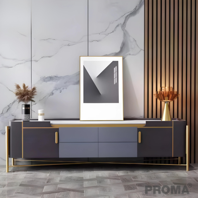Wooden Marble TV Stand Modern Luxury Living Room TV Cabinet