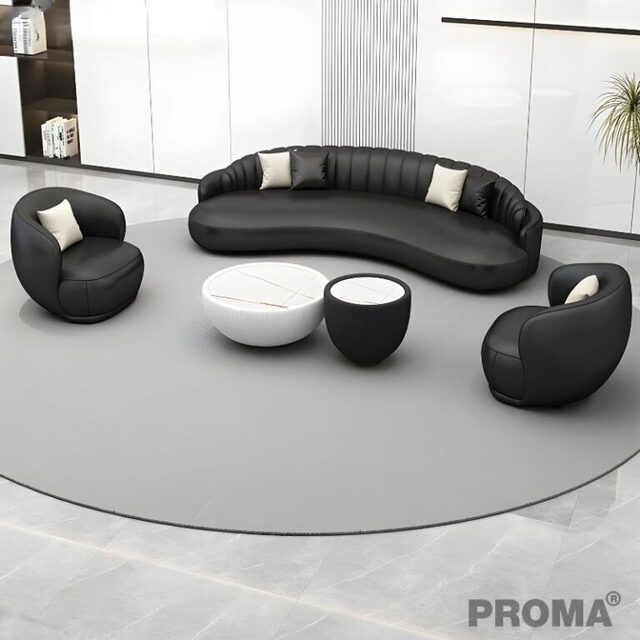 Leather sofa for reception, office, modern style
