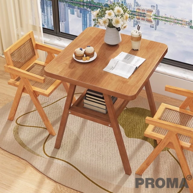 Minimalist style wooden balcony seating set (table and chairs)