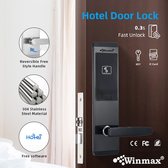 ล็อคประตูโรงแรม ด้วยระบบสมาร์ทการ์ดล็อค Winmax Hotel Lock รุ่น WN-P152 