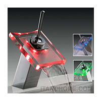 ก๊อกน้ำ RGB LED Light Glass Waterfall Faucet เปลี่ยนสีได้ WFL0003