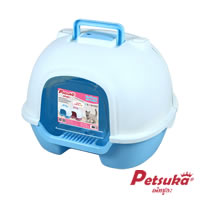 ห้องน้ำแมว Petsuka ห้องน้ำโดมแบบเปิดหลังพร้อมที่ตักทราย สีฟ้า TOI-C01B