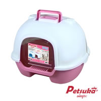 ห้องน้ำแมว Petsuka ห้องน้ำโดมแบบเปิดหลังพร้อมที่ตักทราย สีชมพู TOI-C01P