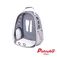 กระเป๋าสะพายสัตว์เลี้ยง Petsuka แบบแคปซูลอวกาศ ด้านหน้าโปร่งใส สีเทา BAG-P01G