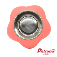 ชามอาหารสัตว์เลี้ยง Petsuka สำหรับสุนัขและแมว รูปดอกไม้ สีชมพู BOW-F01P