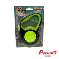 สายจูงอัตโนมัติ Petsuka สะท้อนแสง ปรับระยะสายได้ สีเขียว LEAD-A01G