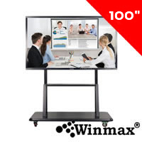 จอทัชสกรีนอินเตอร์แอคทีฟ 100 นิ้ว สำหรับการศึกษา ประชุม ฟรีโปรแกรม พร้อมขาตั้งเคลื่อนที่ได้ Winmax-WM100