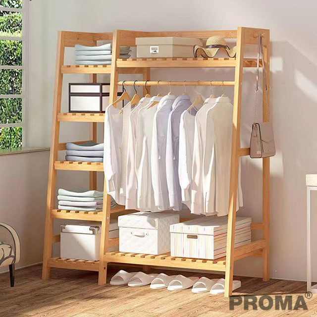 Coat Rack Wooden Bedroom Storage Cabinet Clothes