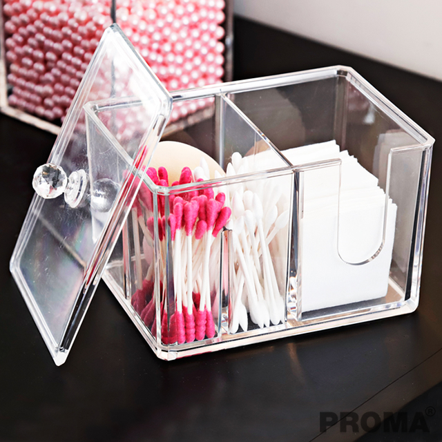 Cotton Swab Box Cosmetic With Cover Dustproof Acrylic