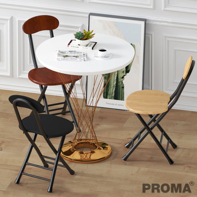 Folding Chair Backrest Round Stool Dining Chair