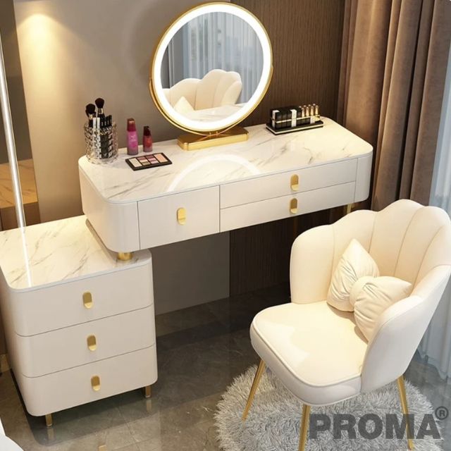 Elegant Dressing Table with Leather Soft Chair