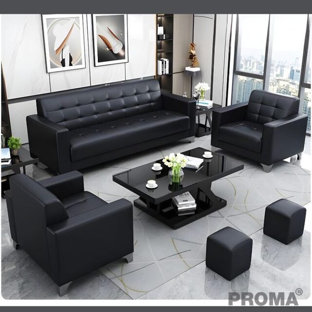 Modern style office leather sofa, elegant and simple.