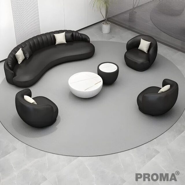 Leather sofa for reception, office, modern style