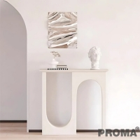 Wooden console table with an elegant design and minimalist-style shelves