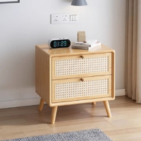 Modern simple Nordic solid wood rattan bedside table