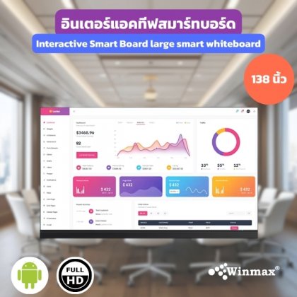 อินเตอร์แอคทีฟสมาร์ทบอร์ดจอ LED ขนาดใหญ่พิเศษ 138 นิ้ว 4K 2CPU 2in1 Windows / Androids OS Winmax รุ่น Win-ISE-138